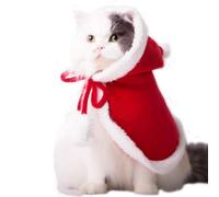Disfraz Navidad Perro Pequeño, Ropa para Gatos Navideños, Manto con Capucha Perro Pequeño Navidad, Lindos Disfraces Navideños para Mascotas (Rojo D-L)