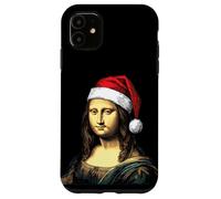 Disfraz navideño de Mona Lisa con Sombrero de Papá Noel Carcasa para iPhone 11