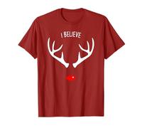 Disfraz navideño Divertido de Santa Believer con Cuernos de Reno Camiseta