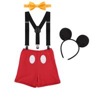 Disfraz navideρo para primer cumpleaρos de bebι niρo, conjunto de pantalones bombachos con tirantes en forma de Y y pajarita, con orejas de ratσn