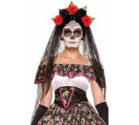 Disfraz Negro Del Día De Los Muertos Con Velo