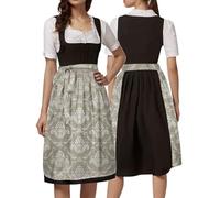 Disfraz Oktoberfest Para Mujer Midi Tradicional Tirolesa Con Encaje Vestido De Baviera Delantal Traje Manga Corta Adultos Carnaval, Fiesta