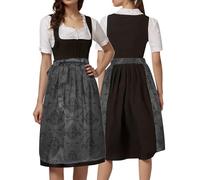 Disfraz Oktoberfest Para Mujer Midi Tradicional Tirolesa Con Encaje Vestido De Baviera Delantal Traje Manga Corta Adultos Carnaval, Fiesta