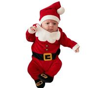 Disfraz Papa Noel Bebe Traje De Navidad De Dos Piezas Falsas Ropa Estilo Á Noel Fá Poner Y Quitar con Cierre Conveniente Resiste Eficazmente El Frío (1-Red-2, 0-3 Months)