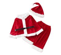 Disfraz Papa Noel Bebe Traje De Navidad De Dos Piezas Falsas Ropa Estilo Niñas Y Niños Fá Poner Y Quitar con Cierre Eficazmente El Frío Incluyen Top Pantalones Cinturón Y Gorrode