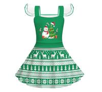 Disfraz Papa Noel Bebe, Vestidos de de Navidad para niñas, disfraz de baile, vestido de princesa de Navidad para niños (Green, 6-7 Years)
