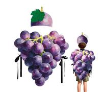 Disfraz para adultos Grape - Polyester Gag Joke Food Outfit, Fruit Grape Halloween Costume with Hat for Women Men | Funny Stage Performance Cosplay Wear | Party Dress for Birthday Event Gathering