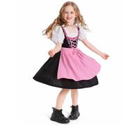 Disfraz para niñas de Oktoberfest alemán, tirolesa, vestido de sirvienta para niñas, delantal de carnaval bávaro, disfraz de Halloween, rosa, 10-12 años