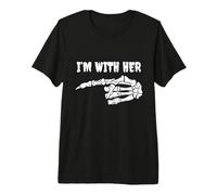 Disfraz para Parejas I'm with Her Skeleton a Juego para Halloween Camiseta Premium