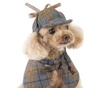 Disfraz para perro, lindo conjunto de ropa de detective para mascotas, disfraz de Halloween, cosplay, fiesta, invierno, capa, sombrero, para perros pequeños y medianos y gatitos (peso rec. 9-12 libras