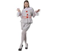 Disfraz Payasa Terror Mujer Halloween Pennywise Clown Asesina - Traje Espeluznante para Carnaval, Fiestas Temáticas y Cosplay Adulto (Conjunto Payaso Gris, L)