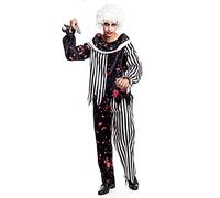 Disfraz Payaso Asesino Adulto [Talla M]【Tallas S a L】【Traje Clown Rayas Negras Ensangrentado Halloween】 Disfraces Halloween para Hombre
