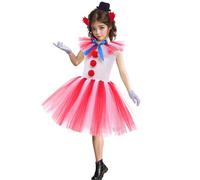 Disfraz Payaso Niña Halloween Vestido De Tul Disfraz Halloween Niña It con Clips Pelo Y Guante Disfraces de Bufón Malvado para Niñas Halloweens Dress Up, Juego de Roles, Cosplay para 2-10 Años