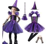 Disfraz Payaso Niña Halloween Vestido De Tul Disfraz Halloween Niña It con Clips Pelo Y Guante Disfraces de Bufón Malvado para Niñas Halloweens Dress Up, Juego de Roles, Cosplay para 2-10 Años