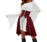 Disfraz Pirata Mujer Hombre Blusa Blanca Medieval Pirate Costume Women Vestido Blanco Falda Vestidos Medievales De Princesa Ropa Camisa Estilo Renacentista Adulto Volantes Abullonados Playa Carnaval