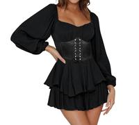 Disfraz pirata para mujer, vestido blanco pirata para mujer, mini vestidos con hombros descubiertos con pantalones cortos integrados en la parte inferior, disfraz de piratas, vestido 2 en 1, disfraz