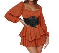 Disfraz pirata para mujer, vestido blanco pirata para mujer, mini vestidos con hombros descubiertos con pantalones cortos integrados en la parte inferior, disfraz de piratas, vestido 2 en 1, disfraz