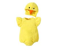 Disfraz Pollito Bebe, Body de Pollo Bebé, Ropa Mono de Manga Corta Volantes de Gallina, Bodies de Animados de Lana con Capucha, Cosplay para Niña Niño Pascua Carnaval Cumpleaños Amarilla 1- 2 Años