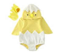 Disfraz Pollito Bebe, Body Pollo Bebé, Bodies de Gallina Animados, Mono de Lana para Niña Niño, Cosplay Huevo Pascua Carnaval Ropa de Fotografia Traje Recién Nacido con Capucha y Zapatos Amarilla