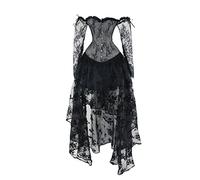 Disfraz Princesa Medieval Vestido Medieval para Mujer con Mangas Trompeta Ropa de Mujer Retro Cuello Cuadrado Vintage, Retro para Cosplay, Endimiento, Drama