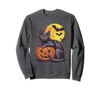 Disfraz Retro de Calabaza de Gato Negro para Halloween - Espeluznante Disfraz de murciélagos de Luna Sudadera