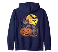 Disfraz Retro de Calabaza de Gato Negro para Halloween - Espeluznante Disfraz de murciélagos de Luna Sudadera con Capucha