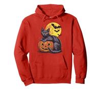Disfraz Retro de Calabaza de Gato Negro para Halloween - Espeluznante Disfraz de murciélagos de Luna Sudadera con Capucha