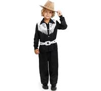 Disfraz Rosa para niña niño Disfraz muñeca Vaquera Niñas 70s 80s Vintage Estrella Hippie Rockwear para Halloween Carnaval (5-6 años, Negro Niño)