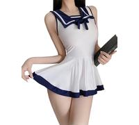 Disfraz sexy para mujer, cosplay, colegiala, sailor moon, sin mangas, vestido elástico con lazos, anime, marinero, disfraz, Kawaii College, JK, traje de dulce, vestido plisado, camisón para Halloween,