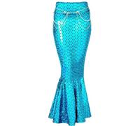 Disfraz Sirena Mujer para Carnaval, Falda Larga de Cola de Sirena Princesa para Disfraz Sirena Ariel (L/XL, Multicolor)