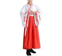 Disfraz tradicional chino para niño Hanfu Disfraz chino niña niño vestido chino tradicional antiguo disfraz carnaval Cosplay traje escena artes marciales conjunto de trajes 2-18 años, 2 rojos., 13-14