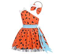 Disfraz Vestido de Pebbles Picapiedra con Diadema para Bebe Disfraz Infantil de Piedra para Niña Niño Vestido Carnaval Cavernicola Ropa