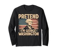 Disfraz vintage de Halloween de fingir que soy George Washington Manga Larga
