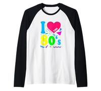 Disfraz Vintage de los años 80 con corazón I Love The 80s Girl Camiseta Manga Raglan