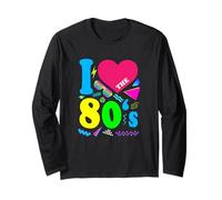 Disfraz Vintage de los años 80 con corazón I Love The 80s Girl Manga Larga