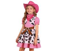 Disfraz Western genérico para niña, chaleco estampado de leopardo, falda y bandana, ideal para una fiesta o un espectáculo. (4-5 Años)