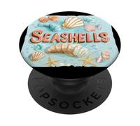 Disfruta de la belleza de las conchas marinas junto a la orilla PopSockets PopGrip Adhesivo