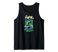 Disfruta De La Surf Ocean City Beach Maryland Retro Style Surfing Camiseta sin Mangas