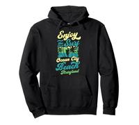 Disfruta De La Surf Ocean City Beach Maryland Retro Style Surfing Sudadera con Capucha