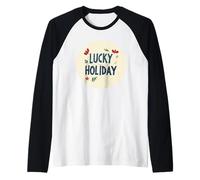 Disfruta de unas vacaciones afortunadas con espíritu festivo Camiseta Manga Raglan