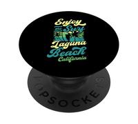 Disfruta del Surf Laguna Beach California Retro Style Surfing PopSockets PopGrip Adhesivo