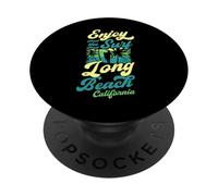 Disfruta del Surf Long Beach California Retro Style Surfing PopSockets PopGrip Adhesivo