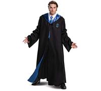 DISGUISE 107999D - Batas temáticas de Harry Potter de lujo para adultos, accesorio de disfraz de Ravenclaw, color liso, negro y azul, talla XL (42-46)