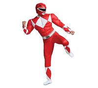 Disguise 79729D - Disfraz clásico de los Power Rangers de lujo oficial para adultos, talla XL, rojo, XL