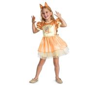 Disguise Disfraz de falda de bingo para niños, traje oficial de personaje Bluey con vestido y diadema, talla pequeña (3T-4T)
