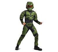 Disguise Disfraz Halo Niño Deluxe Master Chief, Disfraz Militar Musculoso para Carnaval y Halloween, M