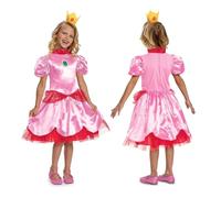 Disguise Disfraz Nintendo Peach Oficial, Disfraz Princesa Rosa de Nintendo Super Mario, Incluye Diadema con Corona de Princesa, Halloween, Carnaval, Tallas para Niños 7-8 Años