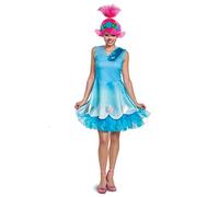 Disguise Disfraz oficial de la película de Trolls World Tour para adultos y sombreros, azul, Small (4-6)