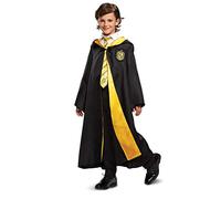 Disguise Harry Potter Hufflepuff Robe Deluxe Disfraz infantil accesorio, negro y amarillo, talla grande (10-12)