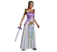 Disguise Legend of Zelda Dress Adult Disfraz Legend of Zelda para adultos con vestido con detalles dorados y tocado.
